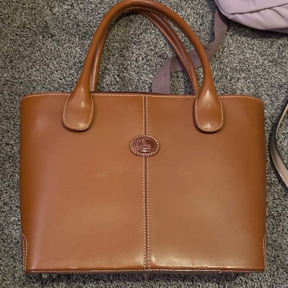 Cognac Leather Tote with Top Handles